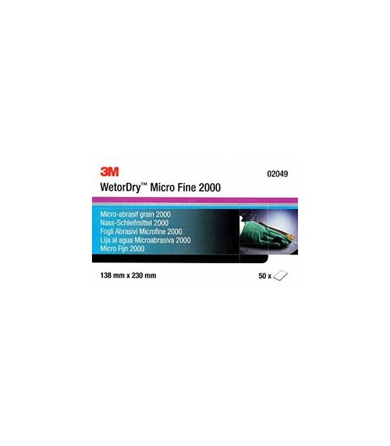 3M PN02049 - Wetordry 401Q FOGLI ABRASIVI  AD ACQUA CONF.DA 50PZ. 138MM X 230MM GR.2000  