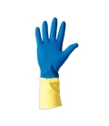 TWO-TONE YELLOW-BLUE INDUSTRIAL LATEX GLOVES RAYS