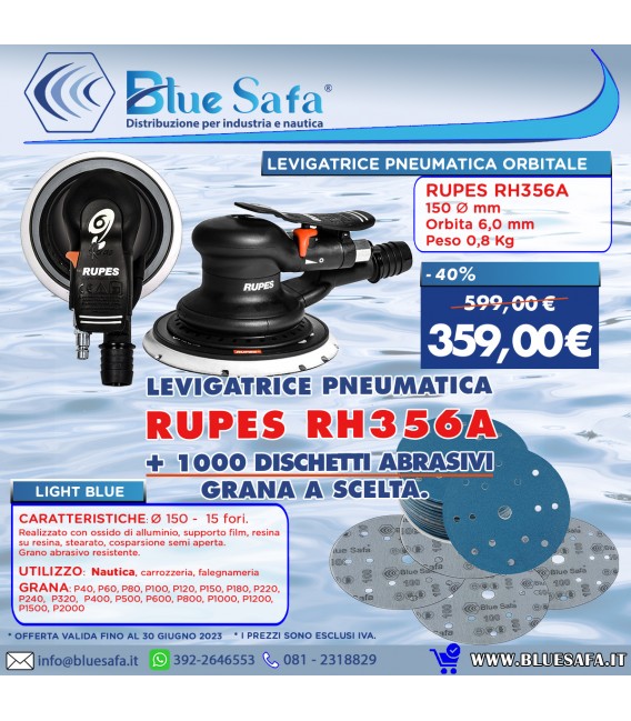 KIT LEVIGATRICE RUPES RH356A + 1000 DISCHI ABRASIVI A SCELTA 