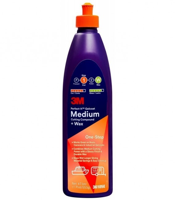 3M  Perfect-It  Gelcoat Medium Cutting Compound & Wax, 473 ml, 36105E