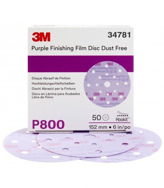Abrasive disc with film support for violet finish 3M  Hookit 260L, 150 mm, 17 holes, P800, 34781