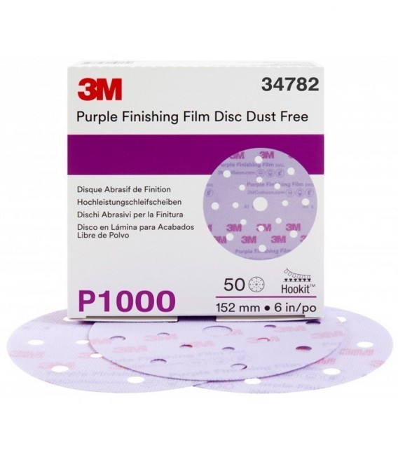 Abrasive disc with film support for violet finish 3M  Hookit 260L, 150 mm, 17 holes, P1000, 34782
