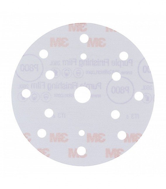 Disco abrasivo per finitura con supporto in film 3M™ Hookit™ 260L Purple, 150 mm, 15 fori, P800, 51155