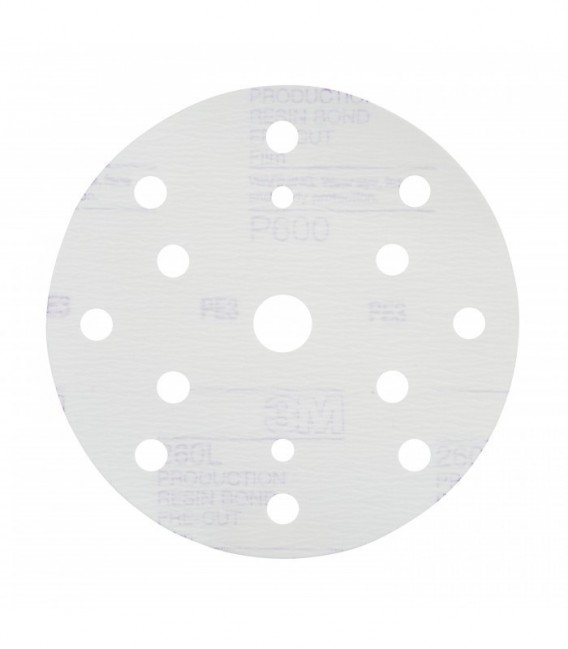 Disco abrasivo con supporto in film 3M™ Hookit™ 260L, 150 mm, 15 fori, P600, 51057