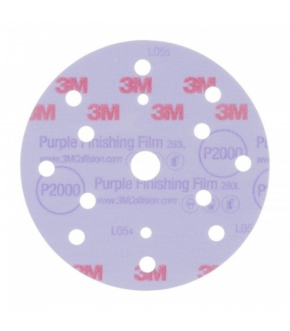 Disco abrasivo con supporto in film 3M™ Hookit™ 260L, 150 mm, 15 fori, P2000, 51304