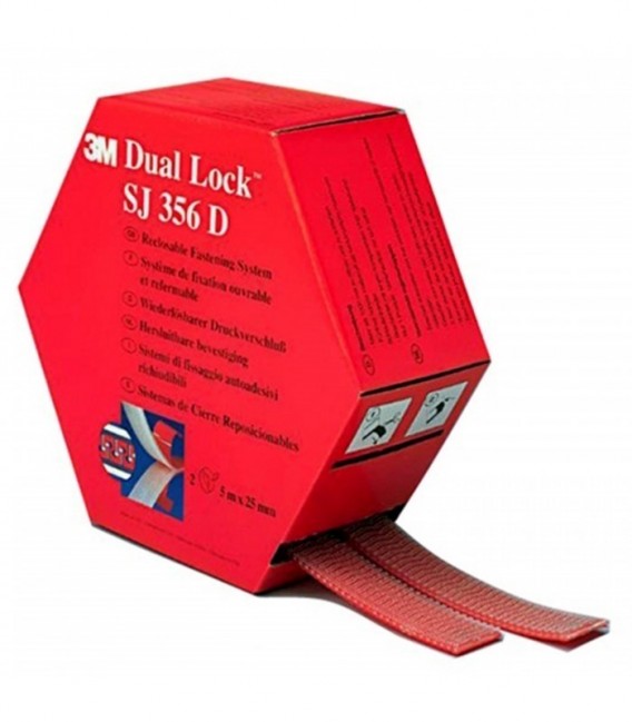 Sistema di fissaggio richiudibile 3M™ Dual Lock™ SJ356D, Trasparente, 25 mm x 5 m, 5.7 mm, Mini Pack