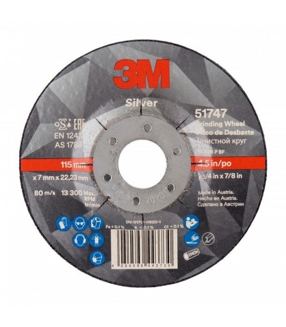 Dumping disc in depressed centre 3M  Silver, T27, 115mm x 7mm x 22mm