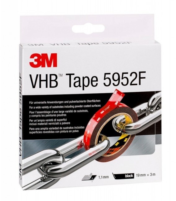 Nastro 3M™ VHB™ 5952F, Nero, 19 mm x 3 m, 1.1 mm