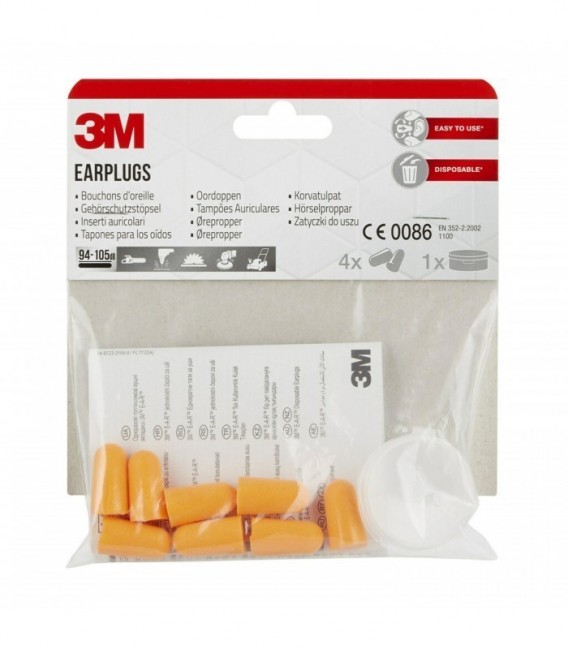 3M  Inserti auricolari 1100 con custodia, 1 kit con 4 paia (94-105 dB)