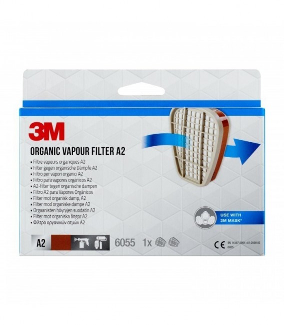 3M  Filtro per vapori organici 6055, A2 per le serie 6000 e 6500, 1PR/PK