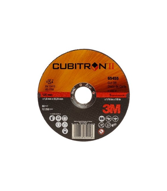 3M Cubitron PN 65455 DISCO DA TAGLIO T41 125 mm x 1,6 mm x  22 mm GRANA A36S