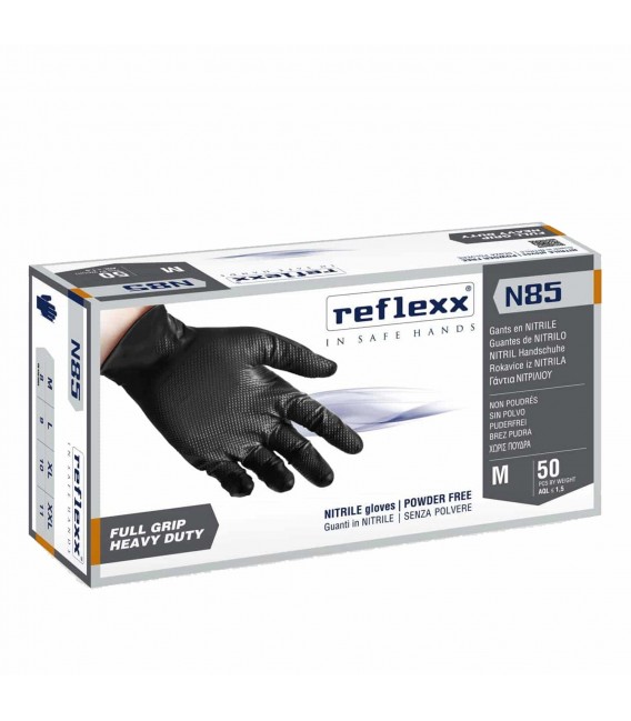 GUANTI IN NITRILE SENZA POLVERE FULL GRIP N85 ARANCIONE   – gr. 8,4 PZ. 50 ULTRA RESISTENTE