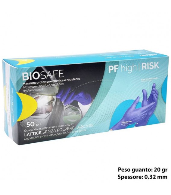 Guanti in lattice BIO SOFT HIGH RISK BLU 50 pezzi TG.L RAYS
