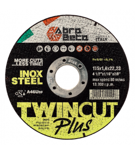 DISCHI DA TAGLIO 115X1.0X22.23   TWINCUT PLUS A46  ACCIAIO/ INOX ABRABETA