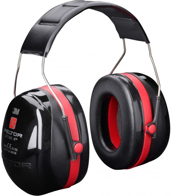 Cuffie auricolari 3M™ PELTOR™ Optime™ III, nero/rosso, bardatura temporale, H540A-411-SV