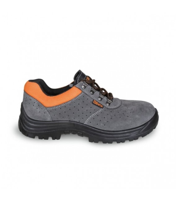 Scarpe basse in pelle scamosciata traforata S1P, Grigio – BETA 7246BK